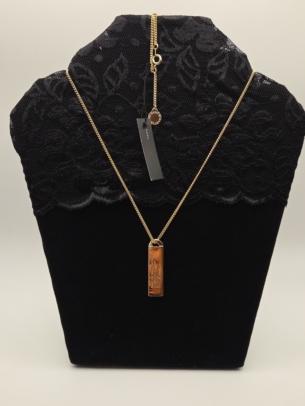 Marc By Marc Jacobs Gold Rectangular Bar Pendant Necklace